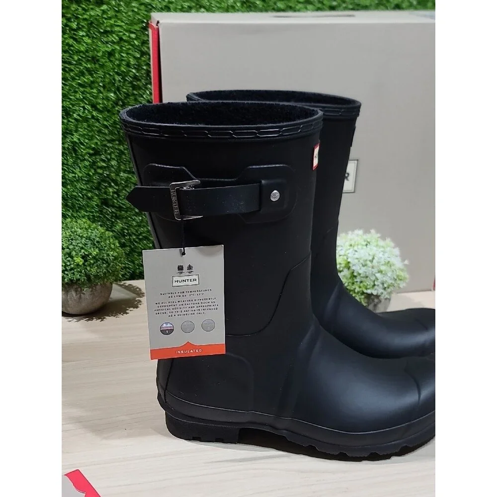 Hunter Original Insulated Short Black Rain Boots - US Men's 12 NEW